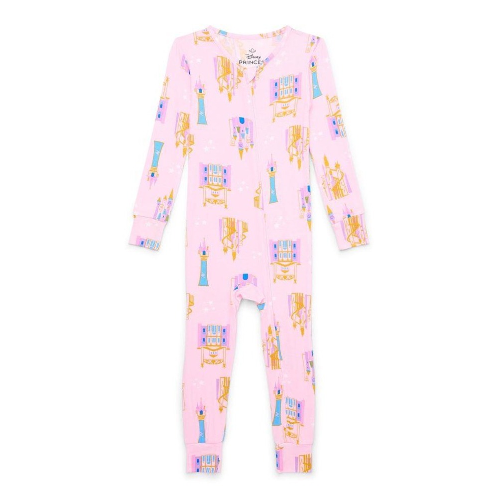 Disney Princess Pajamas 3T Pink Castle Print Zipper One Piece Sleeper Bamboo